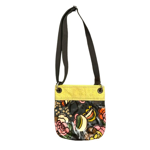 Fossil‎ Key-Per Coated Canvas Leather Trim Floral Crossbody Bag Purse Small - Picture 1 of 16